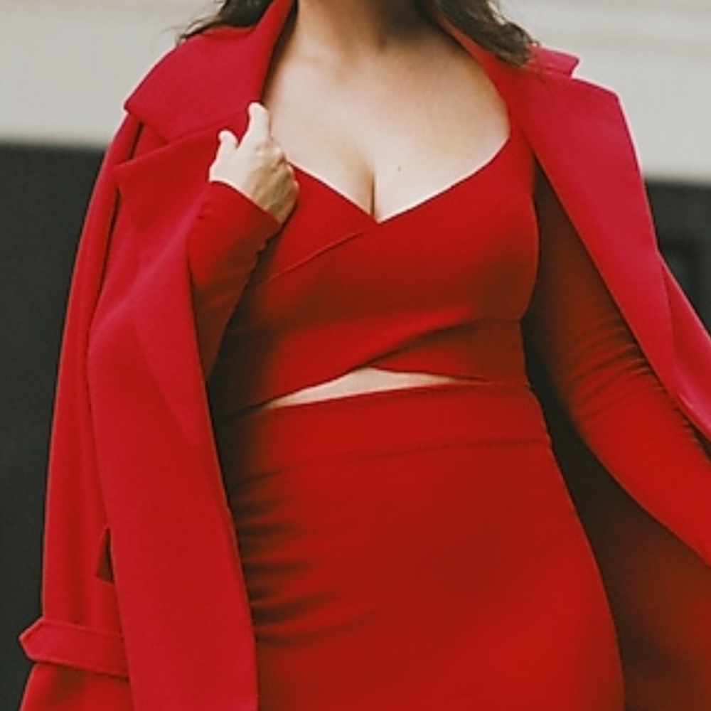 Red hot body wrap red cropped top